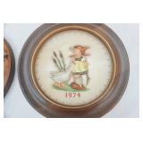 Vintage Hummel Wall Plates & Vintage Needle Point Rooster and Hen