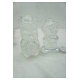 Glass Paperweights. Pigeons, Kitty, Pig, Clown, Alaska