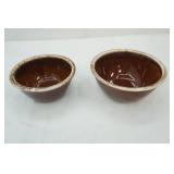Vintage Hull Pottery Brown Drip Glaze Nesting bowls , 6" , 7"