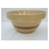 Vintage Robinson Ransbottom RRP Co. Yellow Ware Mixing Bowl Embossed w/Brown Stripes