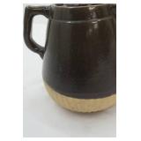 Vintage Brown and Beige Stoneware Coffee Pot with Lid