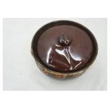 Vintage Kathy Kale Brown Drip Glaze Stoneware Bean Pot with Lid