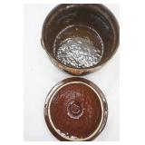 Vintage Kathy Kale Brown Drip Glaze Stoneware Bean Pot with Lid