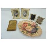 Antique Milton Book, Ornate Picture Frames, Serving Plate