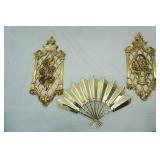 Vintage Dart Industries Gold Plastic Decorative Wall Art; Vintage Home Interiors & Gifts gold-toned metal fan Wall Decor