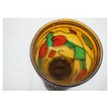 Vintage Sailboat Brand Amber Stained Glass-look oil lamp. 12" tall