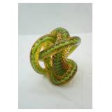 Zanetti Murano Green and Gold Twisted Rope Knot Sculpture/Paperweight