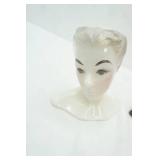 Vintage Mid Century Modern Glamour Girl Head Vase; Vintage Ceramic French Bulldog Figurine
