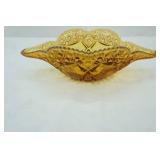 Vintage Amber Pressed Glass "Napoleon Hat" Bowl