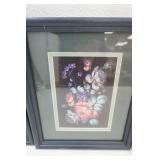 (3ct) Zhostovo-Style Floral Paintings. Framed, matted, with glass