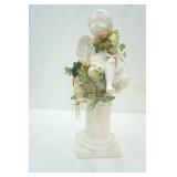 Plaster Cherub Angel Statue on a Roman Pillar 14" tall