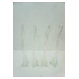 Set of 4 Vintage Art Glass Bud Vases. Twisted Stem Design. 20" tall