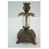 Vintage Brass and Crystal Candlestick Holder 8.5" tall