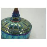 Vintage Indiana Glass Princess Blue Carnival Glass Candy Dish