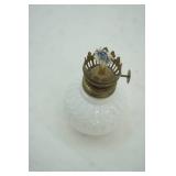 Vintage Miniature Milk Glass Oil Lamp 4.5" tall