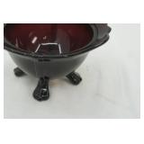 Vintage L.E. Smith Mt. Pleasant Black Amethyst Glass 3-Footed Serving Bowl