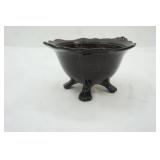 Vintage L.E. Smith Mt. Pleasant Black Amethyst Glass 3-Footed Serving Bowl