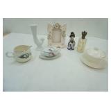 Collection of Vintage Glass and Ceramic Pieces. Daisy Oil Lamp and more