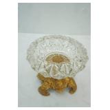 Vintage BWM & Company Cut Crystal Ashtray w/clawfoot pedestal base