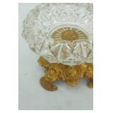 Vintage BWM & Company Cut Crystal Ashtray w/clawfoot pedestal base