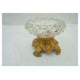 Vintage BWM & Company Cut Crystal Ashtray w/clawfoot pedestal base