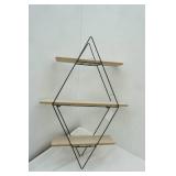 Wood and Metal Diamond Shaped Wall Shelf