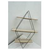 Wood and Metal Diamond Shaped Wall Shelf