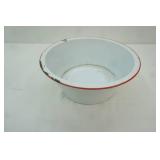 Vintage Enamelware Large Bowl. Red and White