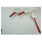 Vintage Enamelware Dipper and 2 Small Pans