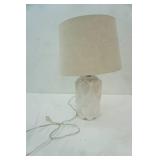 White Ceramic Table Lamp, Diamond Pattern