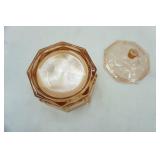 Vintage Indiana Glass Company Pink Depression Glass Octagonal Covered Candy Dish Candle: 6" tall by 5.25"