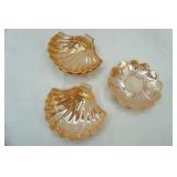 Vintage Peach Lusterware Lotus Flower Saucers (3ct) & Shell Dishes (3ct)