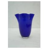 Cobalt Blue Glass Handkerchief Vase