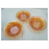 Vintage Marigold Carnival Glass Bowls (3ct) 8.25" diameter