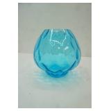 Vintage Party Lite Blue Lagoon Gloe Sphere Glass Vase or Candle Holder