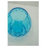 Vintage Party Lite Blue Lagoon Gloe Sphere Glass Vase or Candle Holder