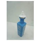 Vintage 1965 Jim Beam "Choice" Blue and White Milk Glass Whiskey Decanter