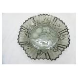 Vintage Federal Glass Pioneer Smoke Carnival Glass Ruffled Bowl