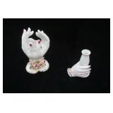Vintage Lefton China Figural Hand Vase 7" tall; Vintage Porcelain Woman