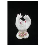 Vintage Lefton China Figural Hand Vase 7" tall; Vintage Porcelain Woman