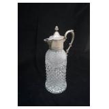 Vintage Victorian-style cut-glass claret jug w/silver-plated mount and handle