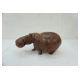 Vintage hand-carved wooden Hippo Sculpture