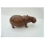 Vintage hand-carved wooden Hippo Sculpture