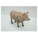 Hand-Carved Folk Art Wooden Pig Figurine