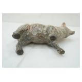 Hand-Carved Folk Art Wooden Pig Figurine