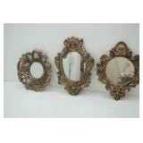 Set of Brass/Gold Toned Resin Wall Mirrors. Ornate. (ITART