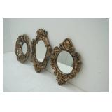 Set of Brass/Gold Toned Resin Wall Mirrors. Ornate. (ITART