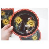 Bella Casa by Ganz Rimmed Stoneware Plates & Divided Serving Tray