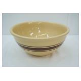Antique Weller Pottery Yellowware Mixing Bowl w/Brown Stripes. 5.5" tall w/12" diameter