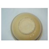 Antique Weller Pottery Yellowware Mixing Bowl w/Brown Stripes. 5.5" tall w/12" diameter